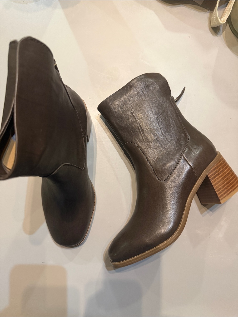 Kelsi Dagger Women’s Dark Brown Leather Block Heel Ankle Boots